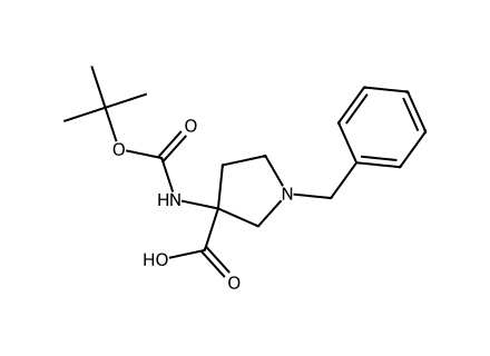 1-Benzyl-3-(tert-butoxycarbonylamino)pyrrolidine-3-carboxylic acid molecular structure