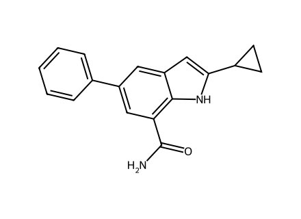 2-Cyclopropyl-5-phenyl-1H-indole-7-carboxamide molecular structure