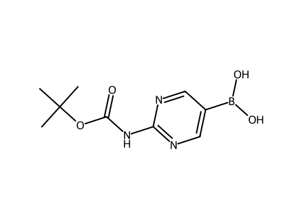 2-(tert-Butoxycarbonylamino)pyrimidine-5-boronic acid, pinacol ester molecular structure