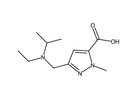 3-((Ethyl(isopropyl)amino)methyl)-1-methyl-1H-pyrazole-5-carboxylic acid molecular structure