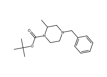 4-Benzyl-2-methylpiperazine-1-carboxylic acid tert-butyl ester molecular structure