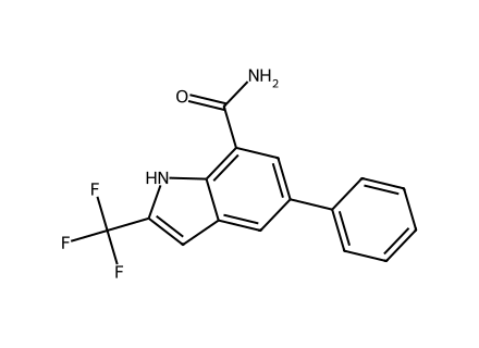 5-Phenyl-2-(trifluoromethyl)-1H-indole-7-carboxamide molecular structure