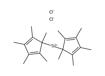 bis-pentamethylcyclopentadienyl-titanium-dichloride molecular structure