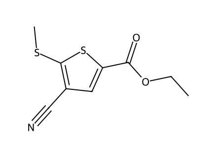 Ethyl 4-cyano-5-(methylthio)thiophene-2-carboxylate molecular structure