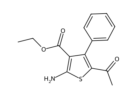 Ethyl 5-acetyl-2-amino-4-phenylthiophene-3-carboxylate molecular structure