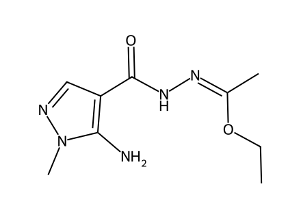 Ethyl N-[(5-amino-1-methyl-1H-pyrazol-4-yl)-carbonyl]ethanehydrazonoate molecular structure